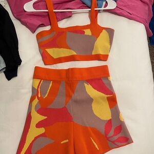 Colorful Knit Crop Top and Shorts Set